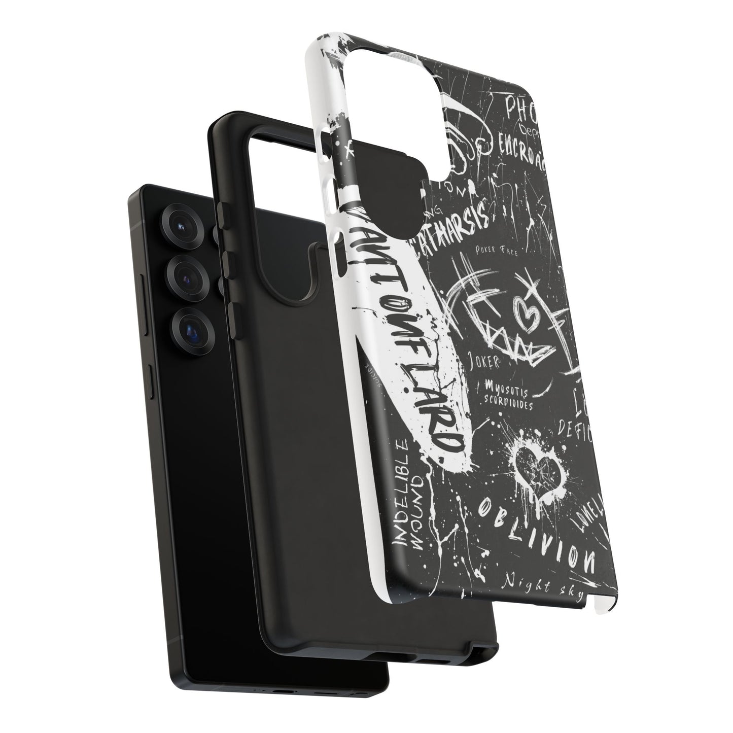 Fundas resistentes: funda atrevida para iPhone, Galaxy, Google Pixel, diseño de grafiti negro, estética urbana, regalo para amantes del arte, accesorios de teléfono modernos, estilo callejero