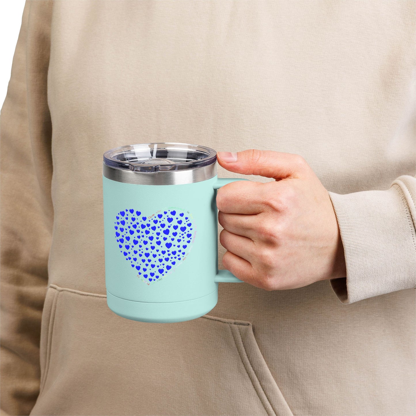 Blue Heart Coffee Mug Tumbler, Personalized Mug