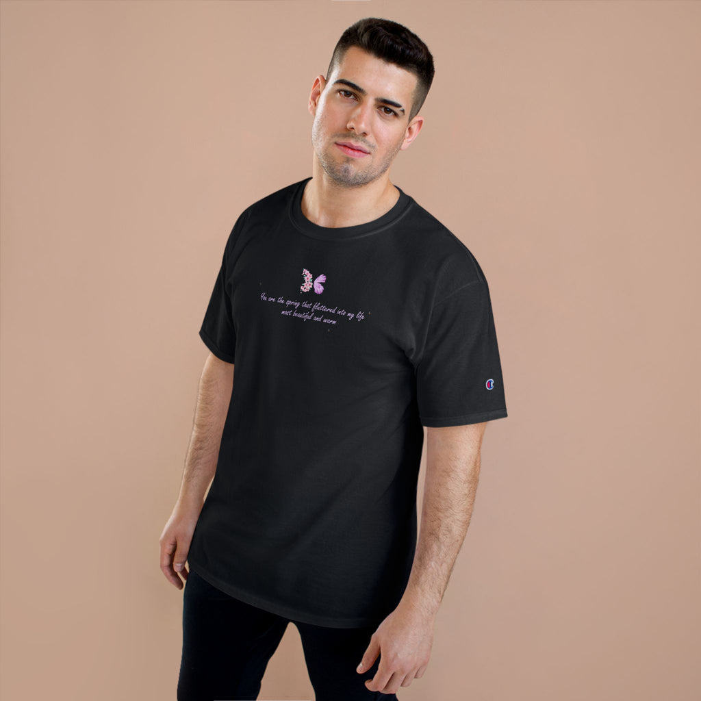 Unisex White Floral Butterfly Spring Quote 100% Cotton Champion T-Shirt