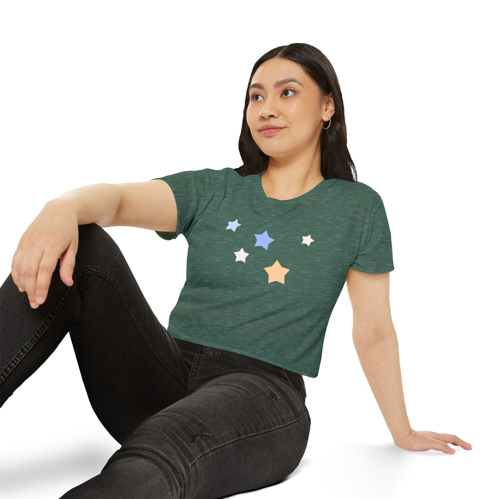 Women's Cassiopeia Constellation Graphic Crop Top - W-Shape Lightweight Festival Shirt