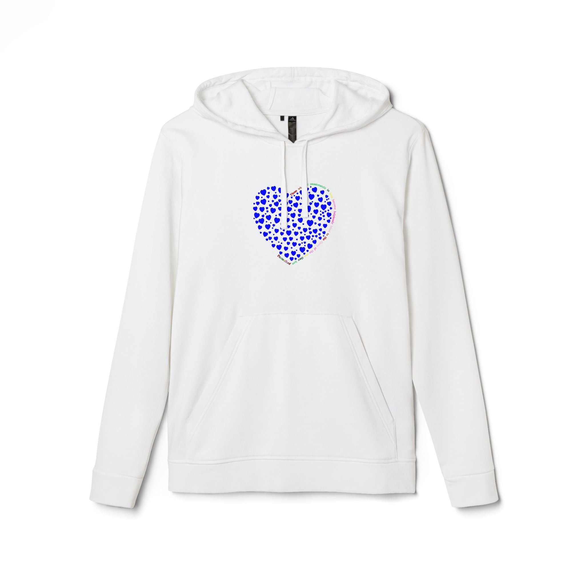 Sudadera con capucha de forro polar para hombre y mujer Adidas® con diseño de corazón azul