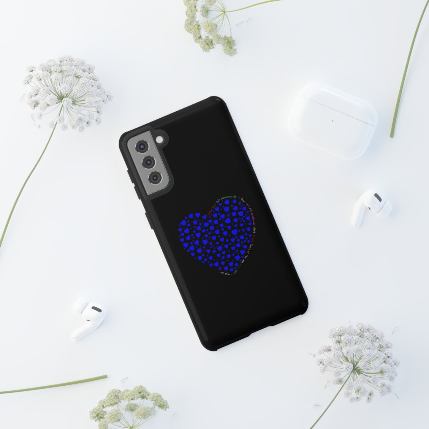 Fundas de corazón azul para teléfonos iPhone, Galaxy, Google Pixel (54 tipos)