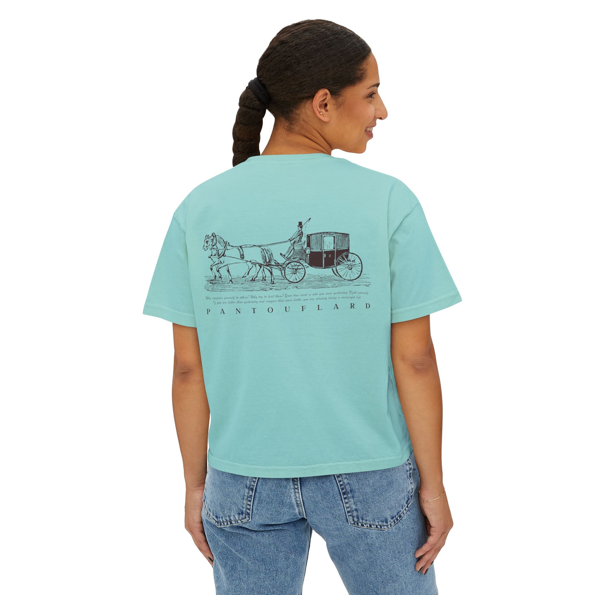 Women's White Pantouflard Carriage Cotton Boxy Tee
