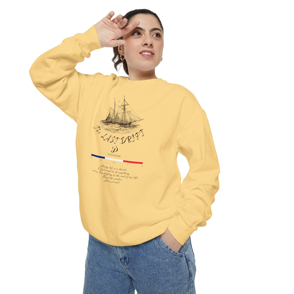 Unisex White Vintage Ship Graphic Cotton Blend Sweatshirt