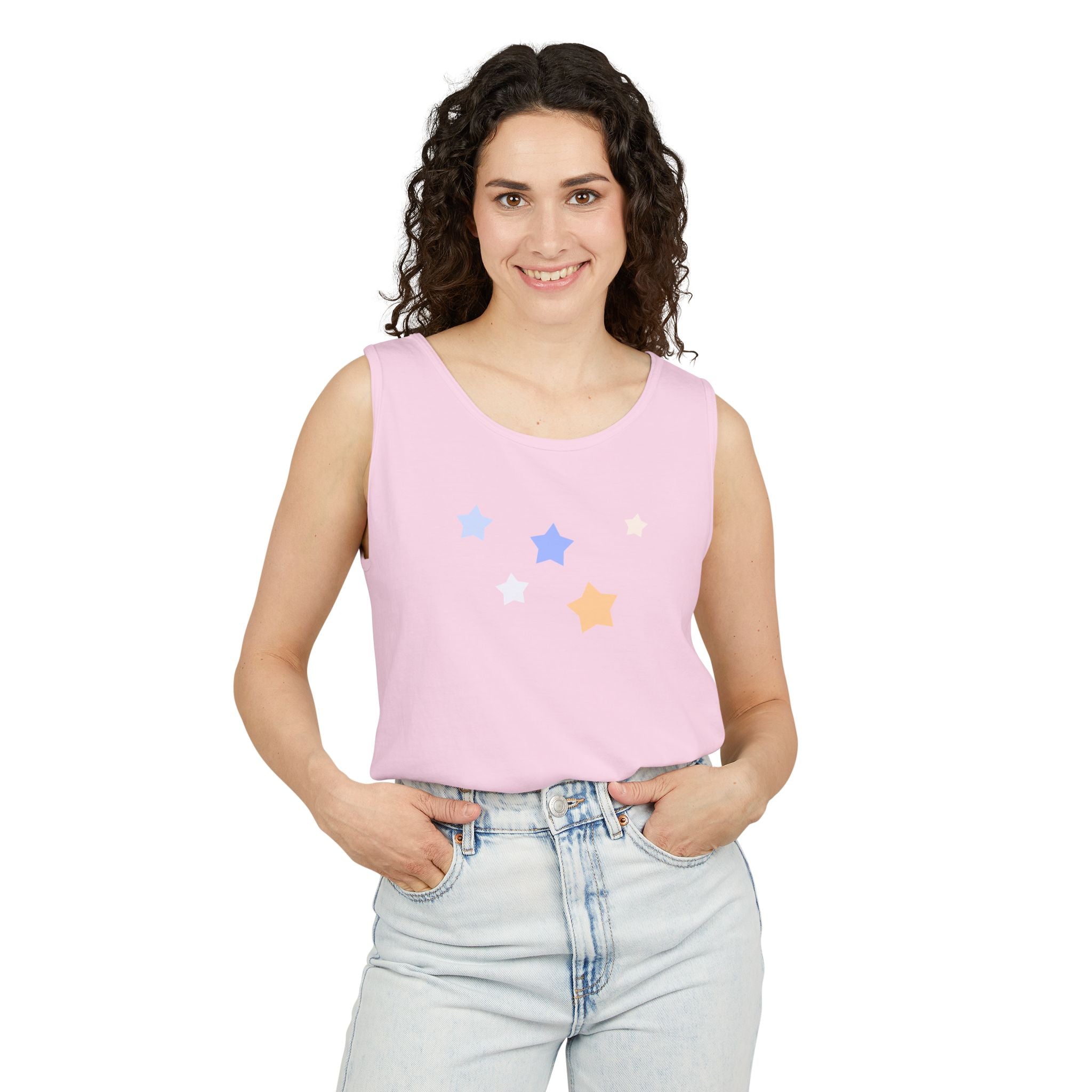 Men's & Women's Cassiopeia Constellation Graphic Garment-Dyed Tank Top - W-Shape Sleeveless Shirt