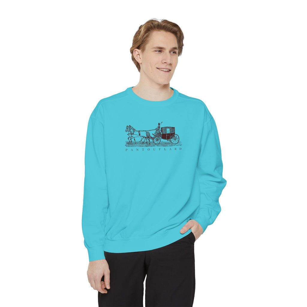 Unisex White Pantouflard Carriage Cotton Blend Sweatshirt