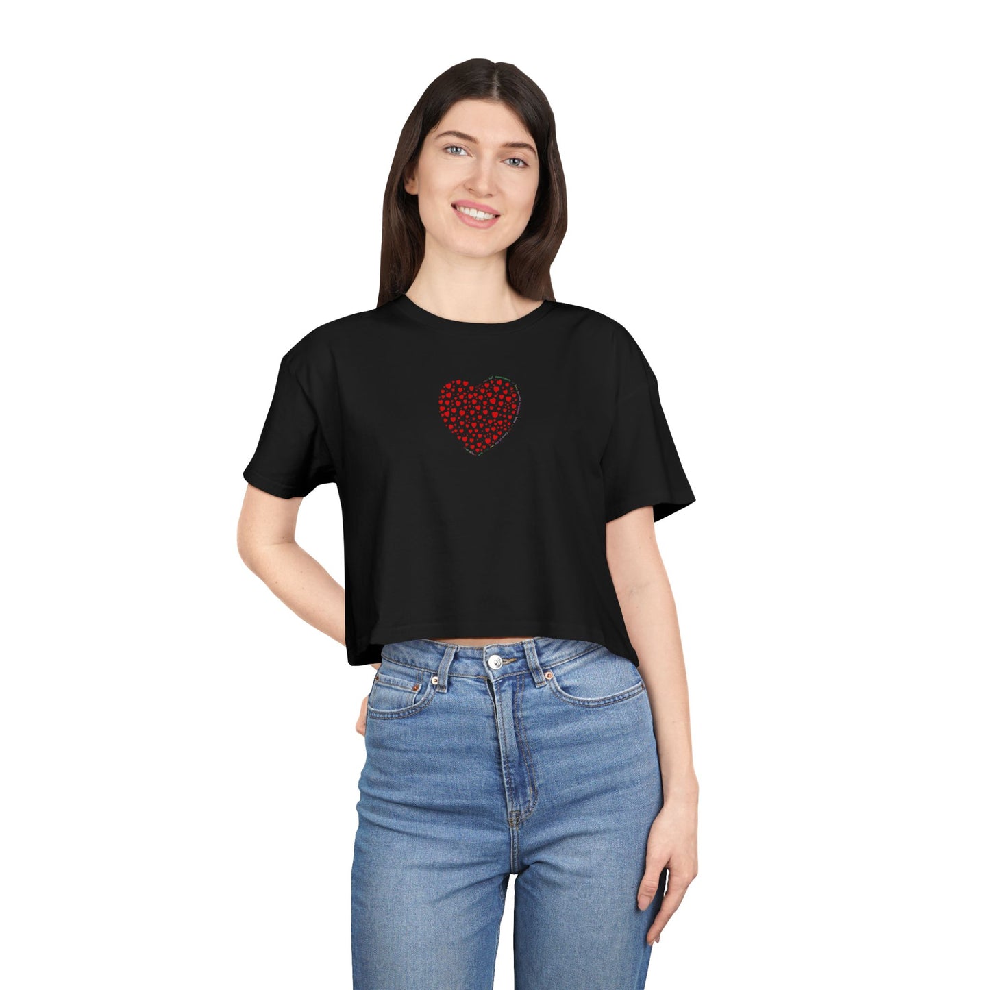 Basic Crop T-Shirt (Bright Red Heart)
