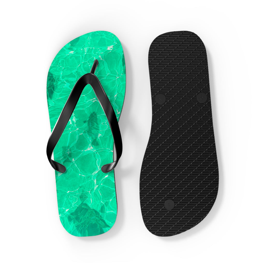 Men's/Women's Vibrant Green Pool Water Flip Flops - Vaporwave Thong Sandals