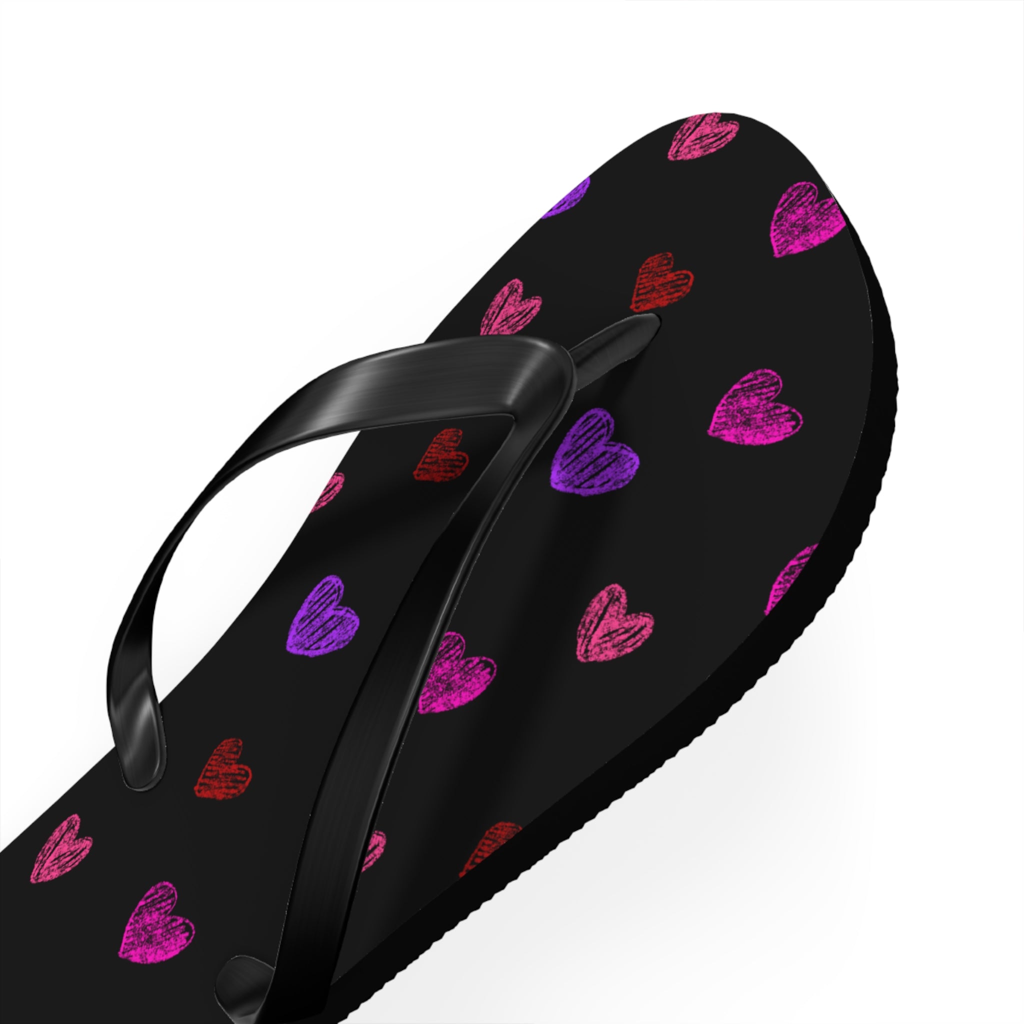 Women's Y2K Neon Sketched Hearts Flip Flops - Alt Aesthetic Beach Sandals