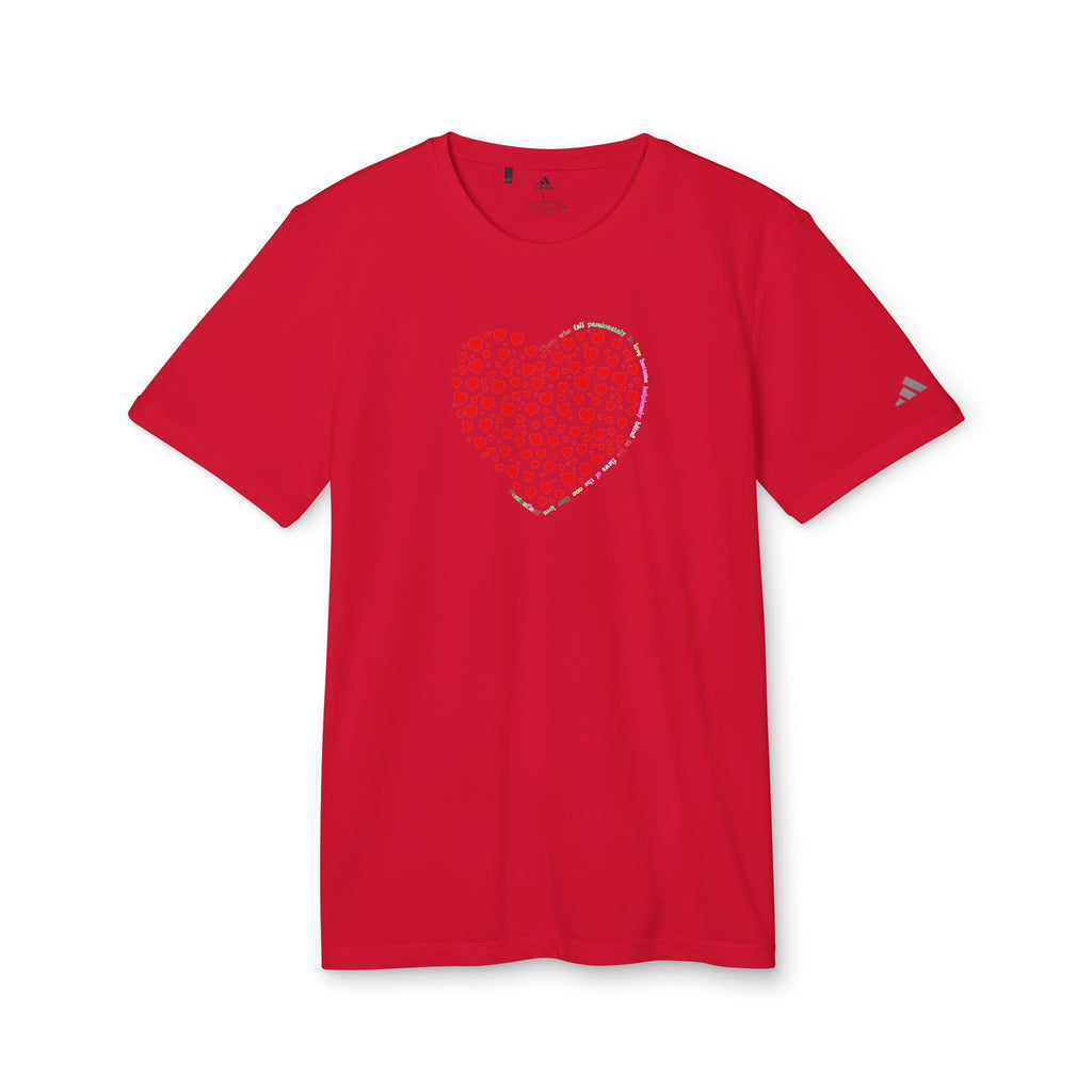 Camiseta Deportiva Unisex Adidas® con Diseño de Corazón Rojo Brillante