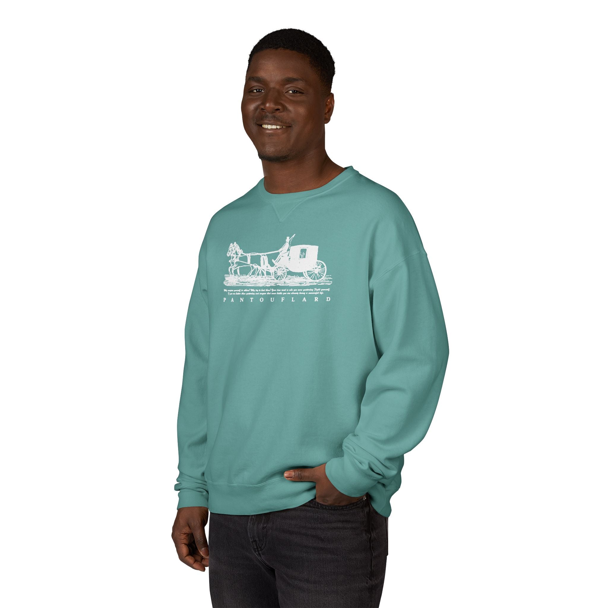 Old Money Equestrian Heritage Crewneck - The Nostalgic Journey II (Dark Academia Garment-Dyed Sweatshirt)