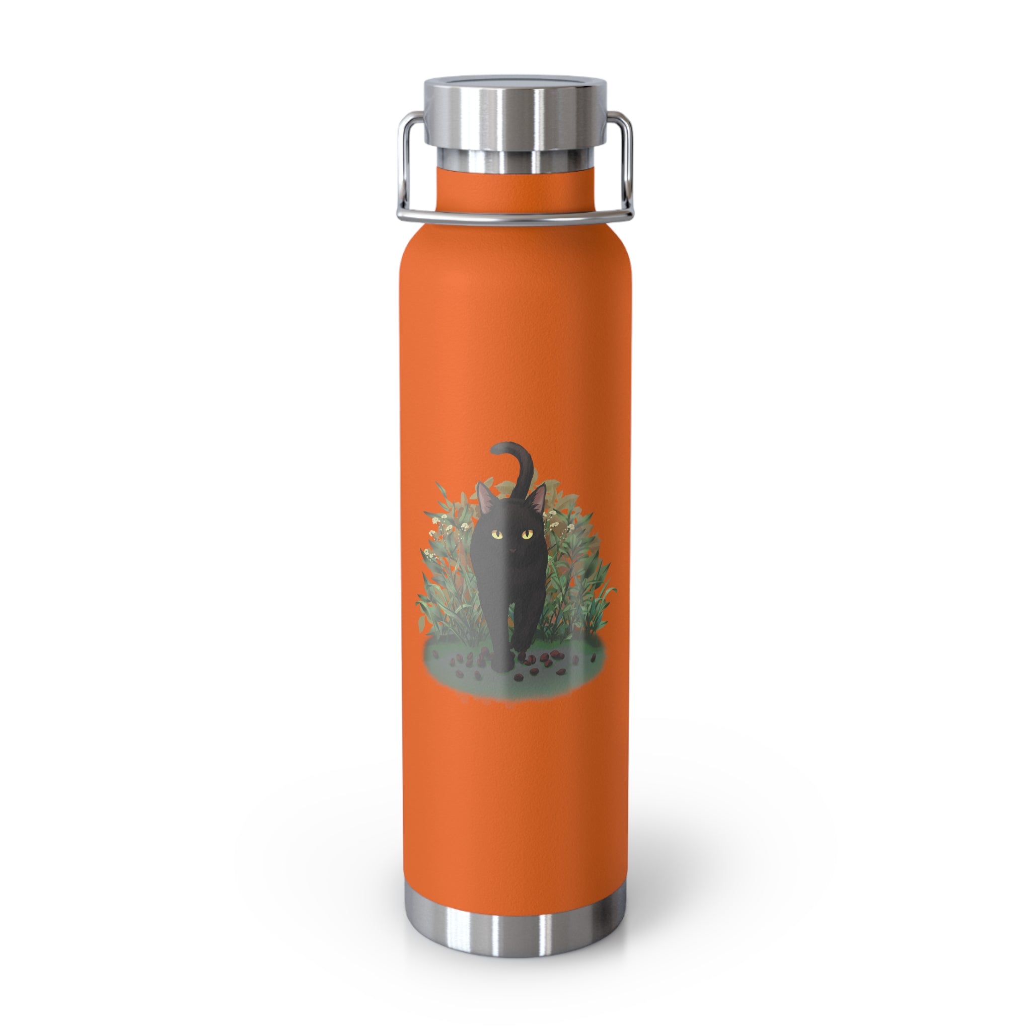 Black Mysterious Black Cat in Bushes 22oz Copper Vacuum Insulated Bottle