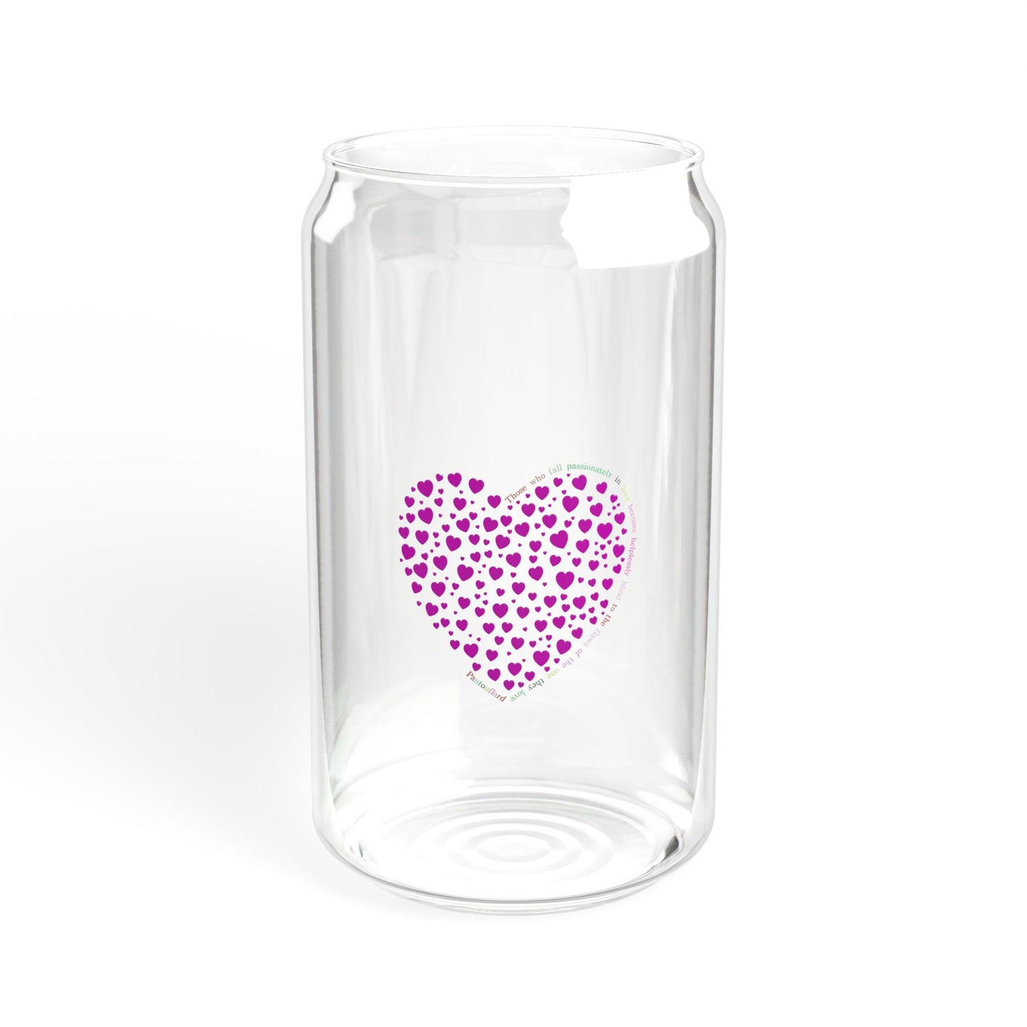 Pink Heart Design Sipper Glass, 16oz | Eco-Friendly Drinkware