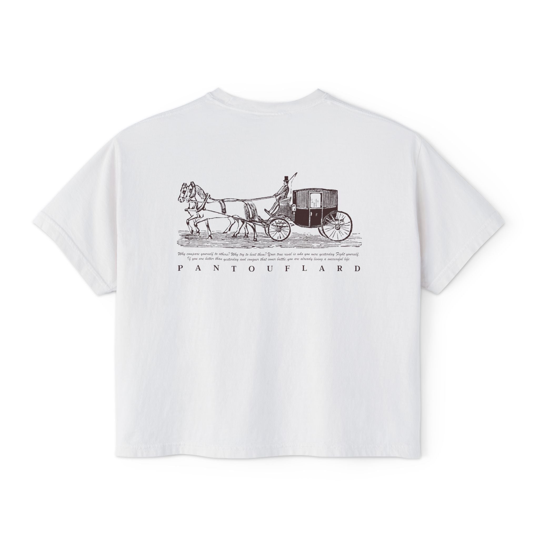 Old Money Equestrian Heritage Boxy Tee - The Timeless Carriage I (Heavyweight Crop Top)