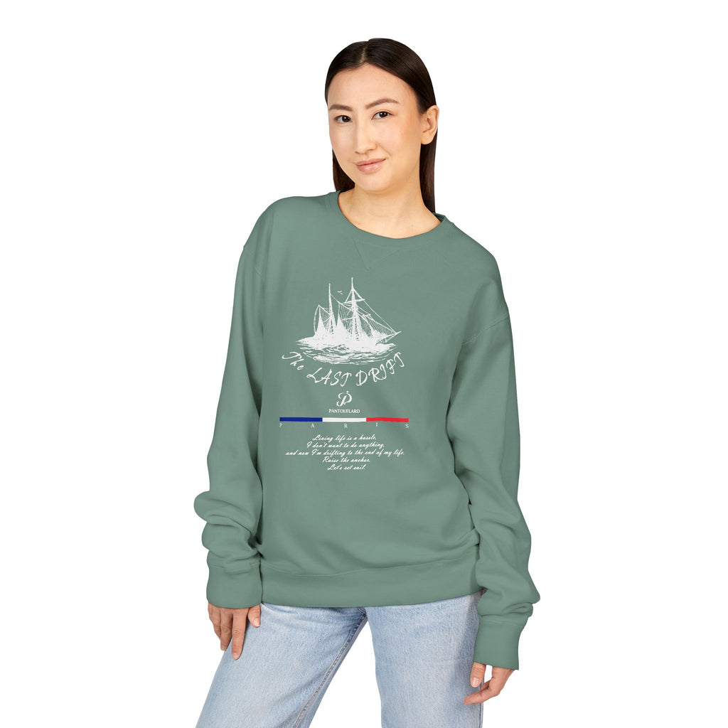 Old Money Nautical Heritage Crewneck - The Last Drift II (Paris Aesthetic Garment-Dyed Sweatshirt)