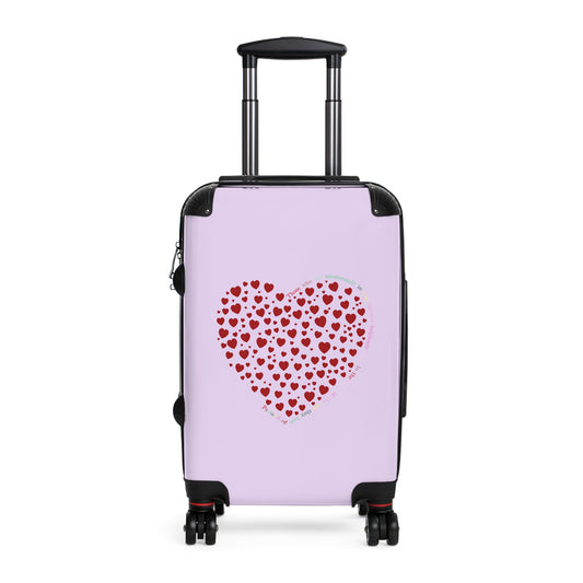 Red Heart Design Suitcase, Travel Luggage