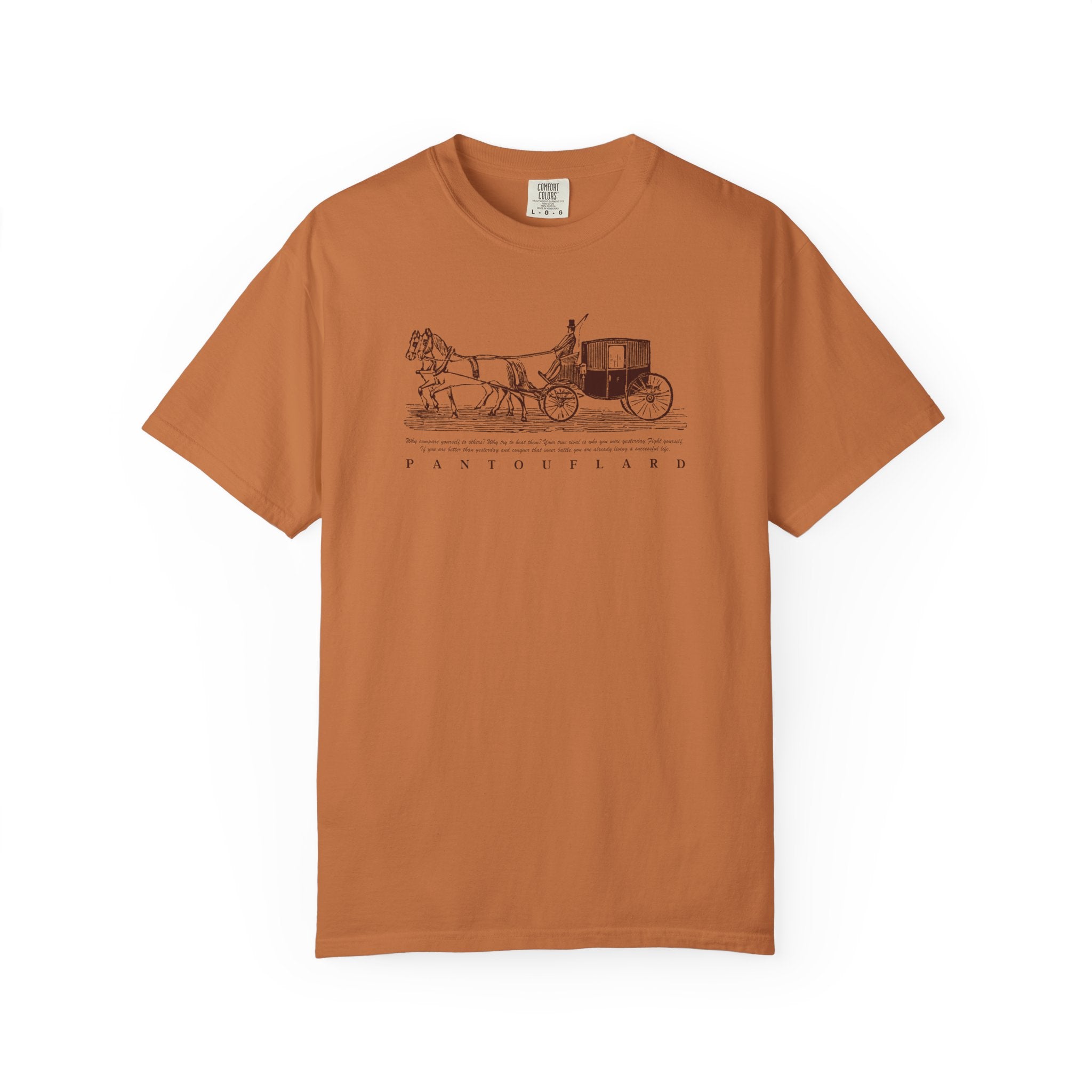 Unisex Burnt Orange Vintage Horse Carriage 100% Cotton T-shirt