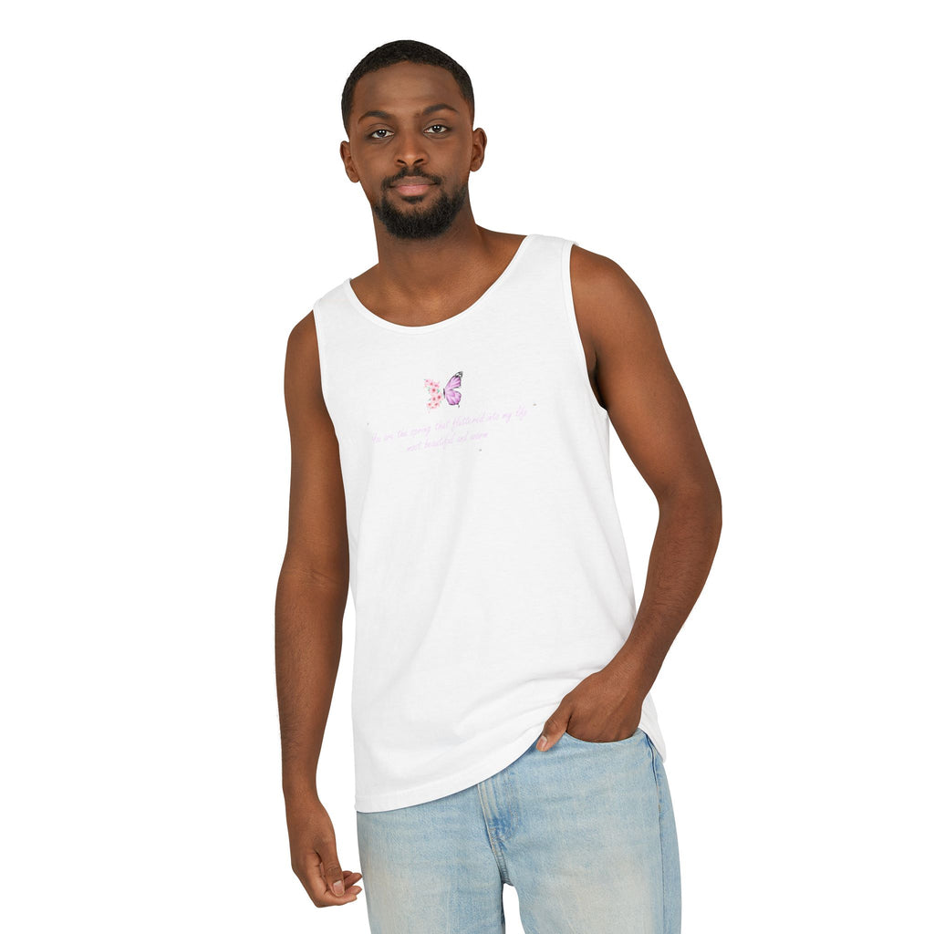 Unisex Navy Blue Floral Butterfly Spring Quote 100% Cotton Tank Top