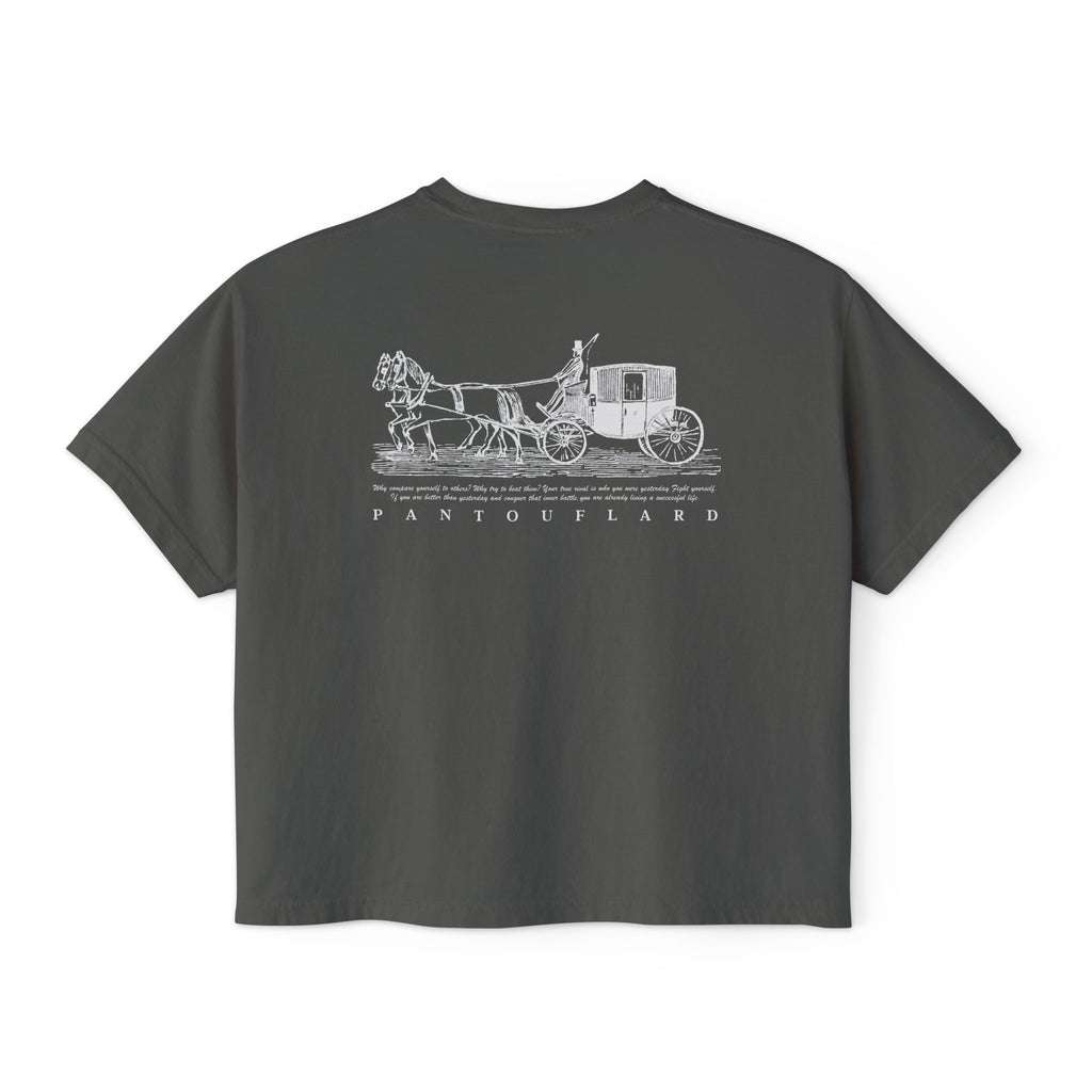 Old Money Equestrian Boxy Tee - The Timeless Carriage II (Comfort Colors 3023CL Back Print)