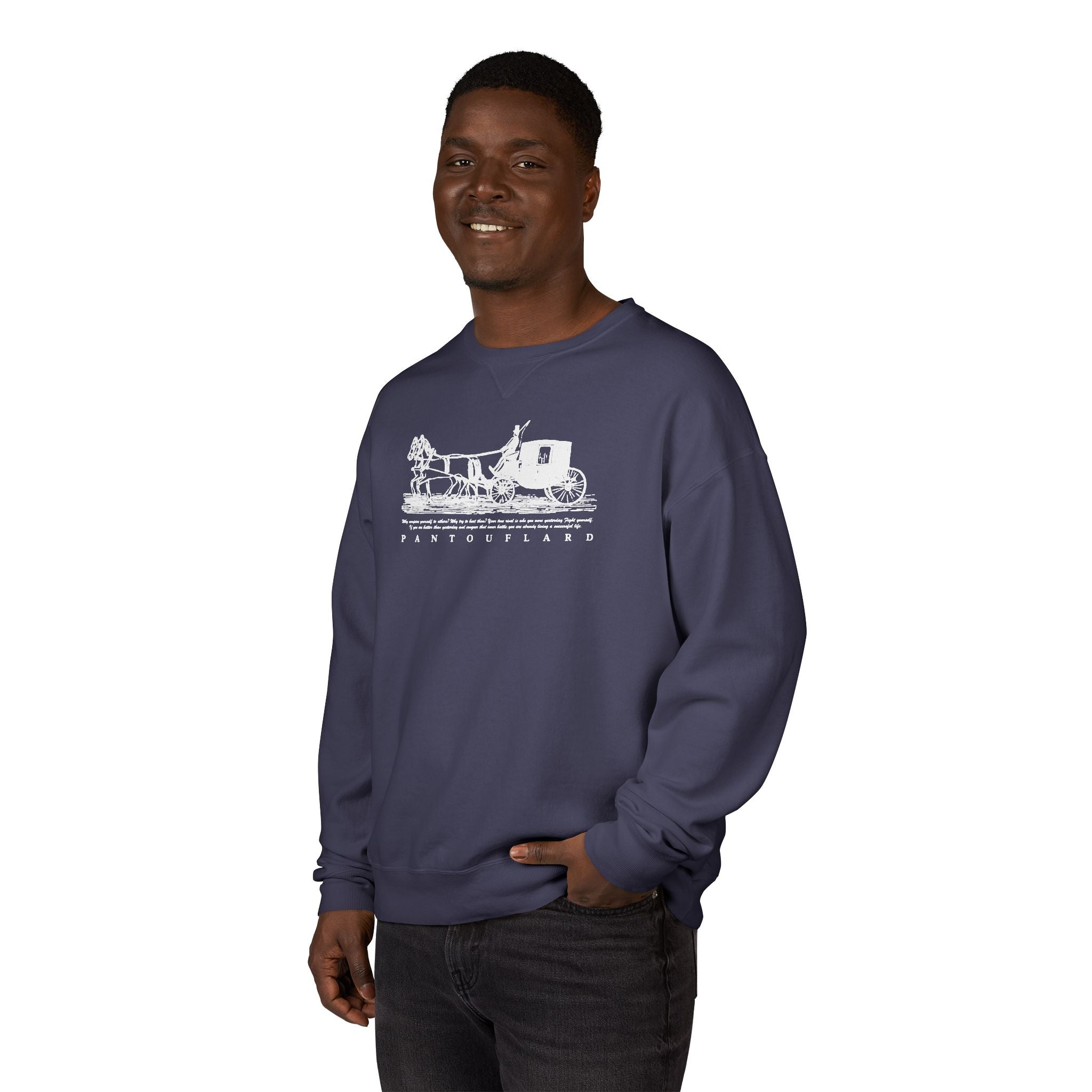 Old Money Equestrian Heritage Crewneck - The Nostalgic Journey II (Dark Academia Garment-Dyed Sweatshirt)