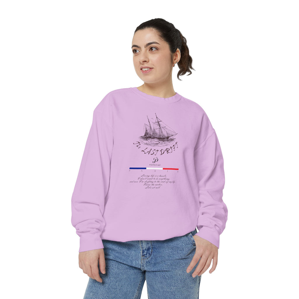 Unisex White Vintage Ship Graphic Cotton Blend Sweatshirt