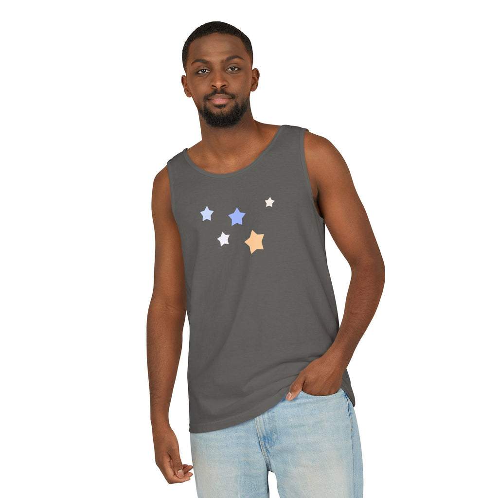 Men's & Women's Cassiopeia Constellation Graphic Garment-Dyed Tank Top - W-Shape Sleeveless Shirt