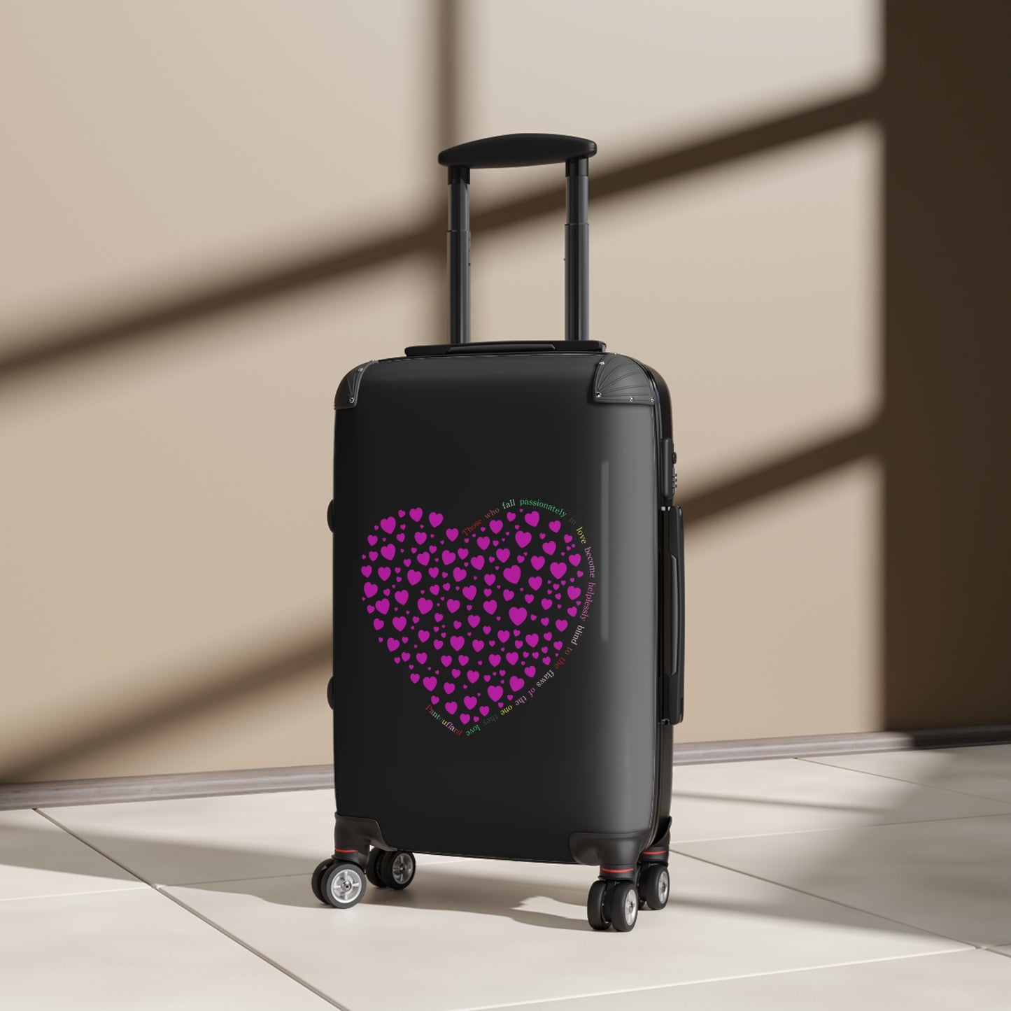 Pink Heart Design Suitcase, Travel Luggage