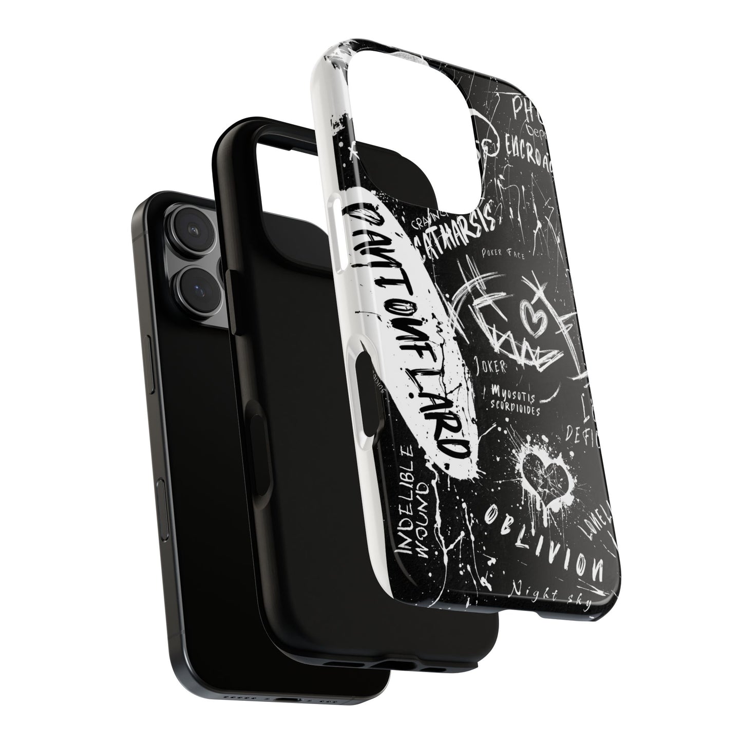 Fundas resistentes: funda atrevida para iPhone, Galaxy, Google Pixel, diseño de grafiti negro, estética urbana, regalo para amantes del arte, accesorios de teléfono modernos, estilo callejero