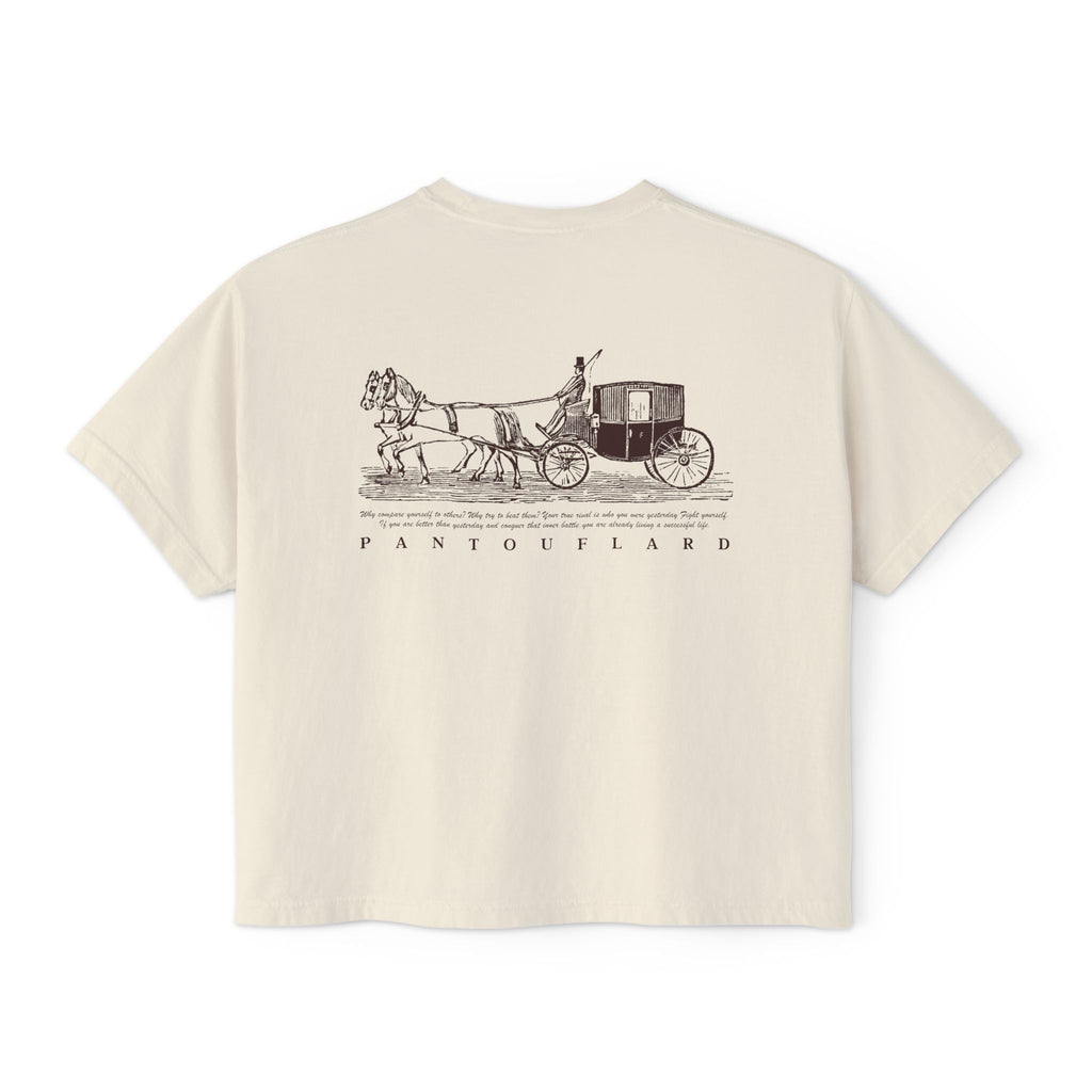 Women's White Pantouflard Carriage Cotton Boxy Tee