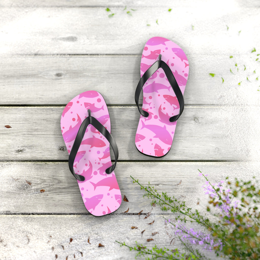 Unisex Pink Shark Silhouette Pattern EVA Polyester Flip Flops