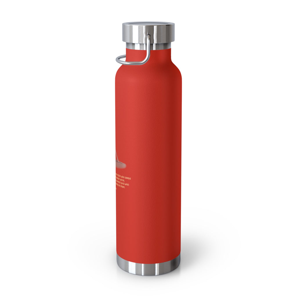 Navy Blue Cute Chick Pulling Worm Quote 22oz Copper Vacuum Insulated Bottle