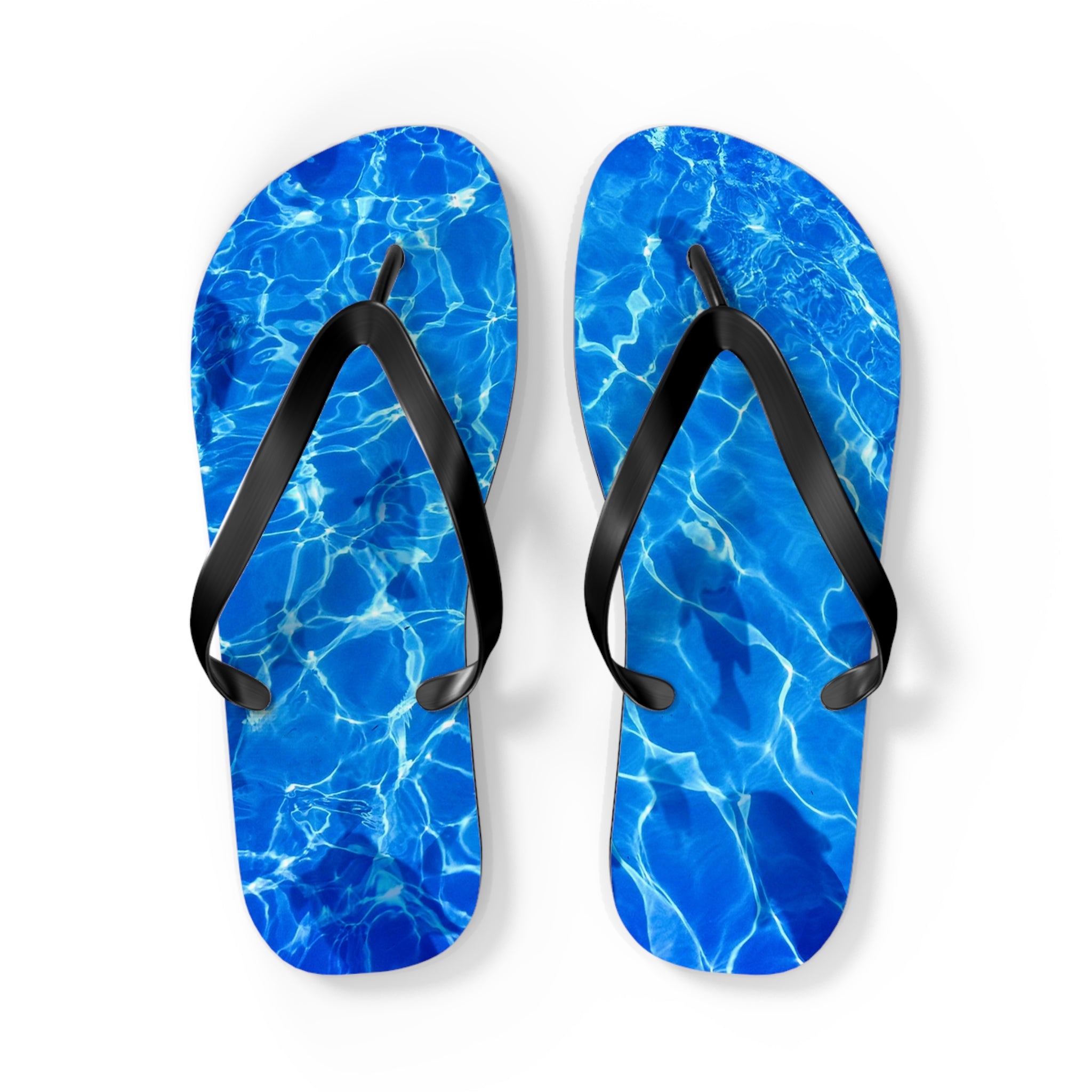 Unisex Vibrant Blue Sunlit Water Surface Fish Silhouette EVA Polyester Flip Flops