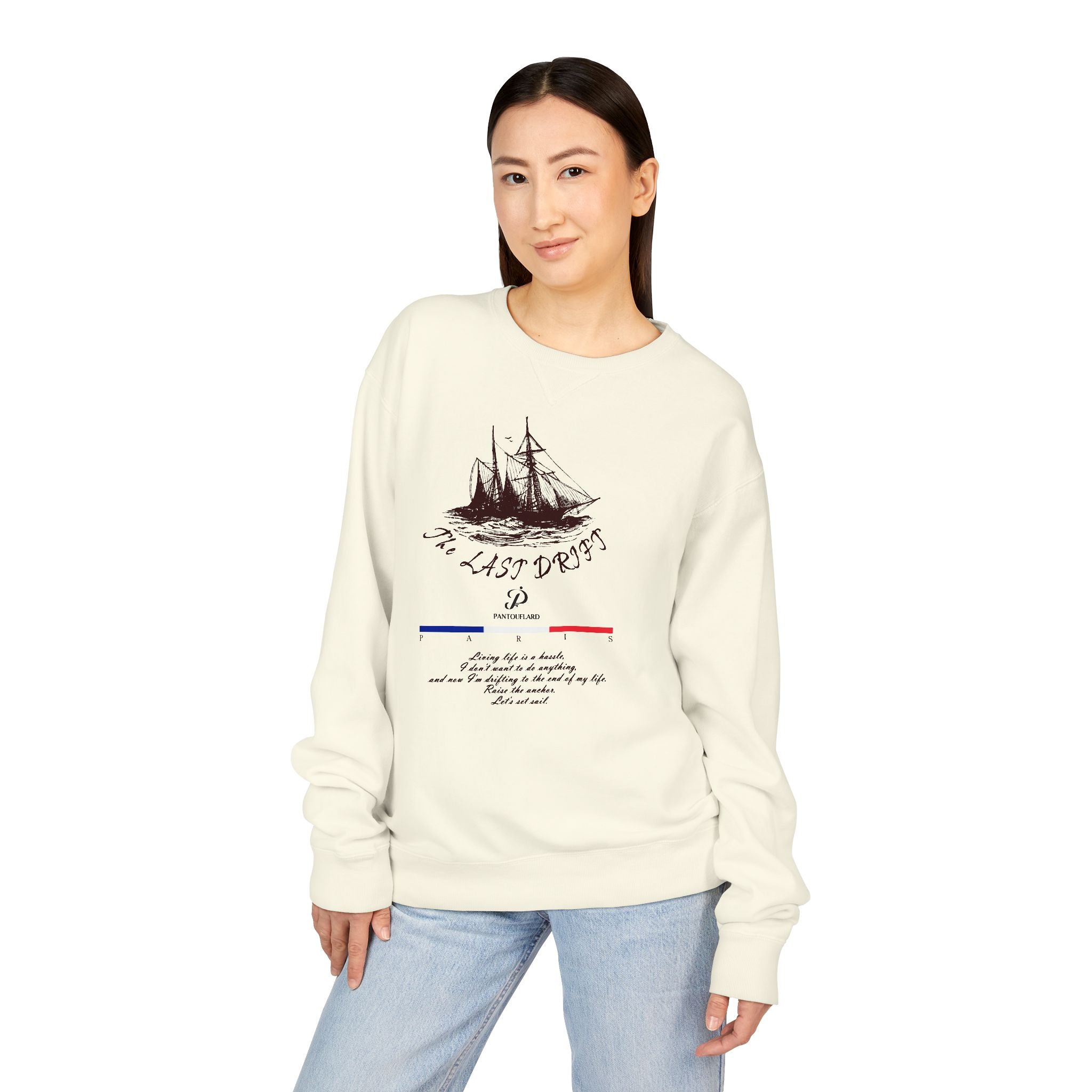 Old Money Nautical Heritage Crewneck - The Last Drift I (Paris Aesthetic Garment-Dyed Sweatshirt)