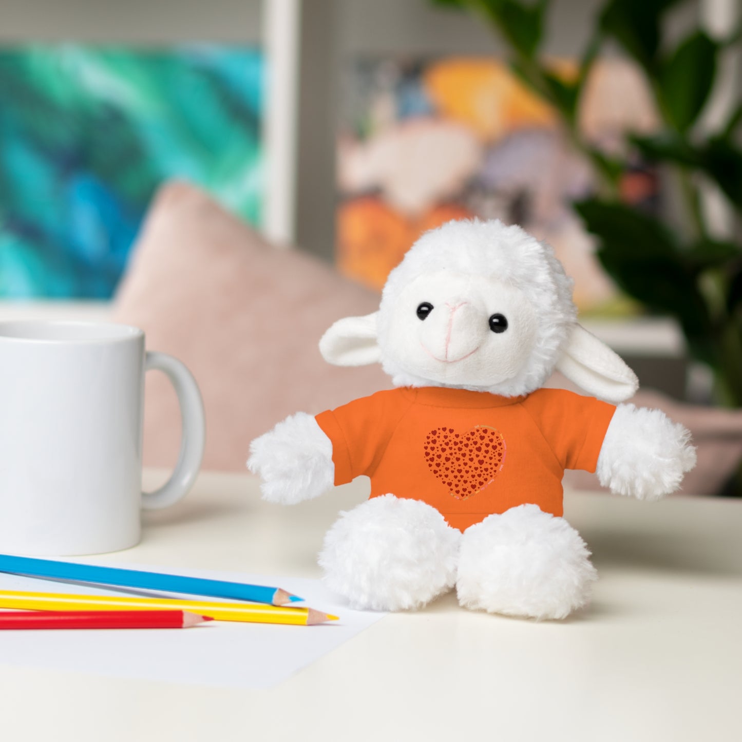Personalized Stuffed Animal with Red Heart T-Shirt