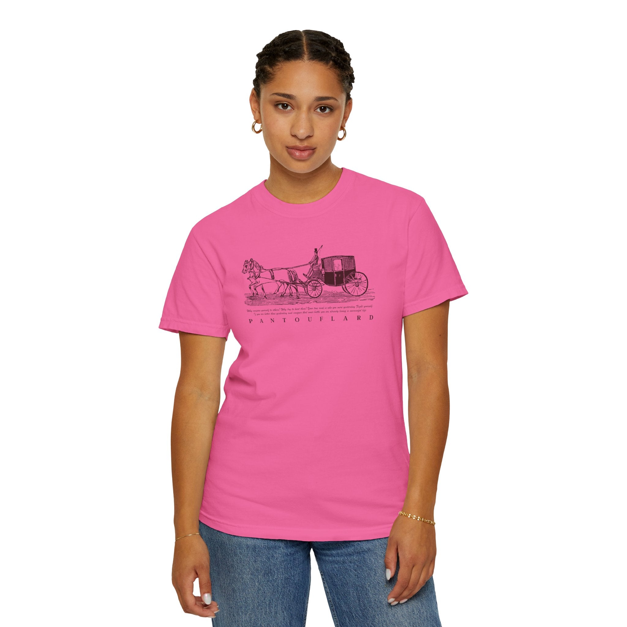 Unisex Burnt Orange Vintage Horse Carriage 100% Cotton T-shirt