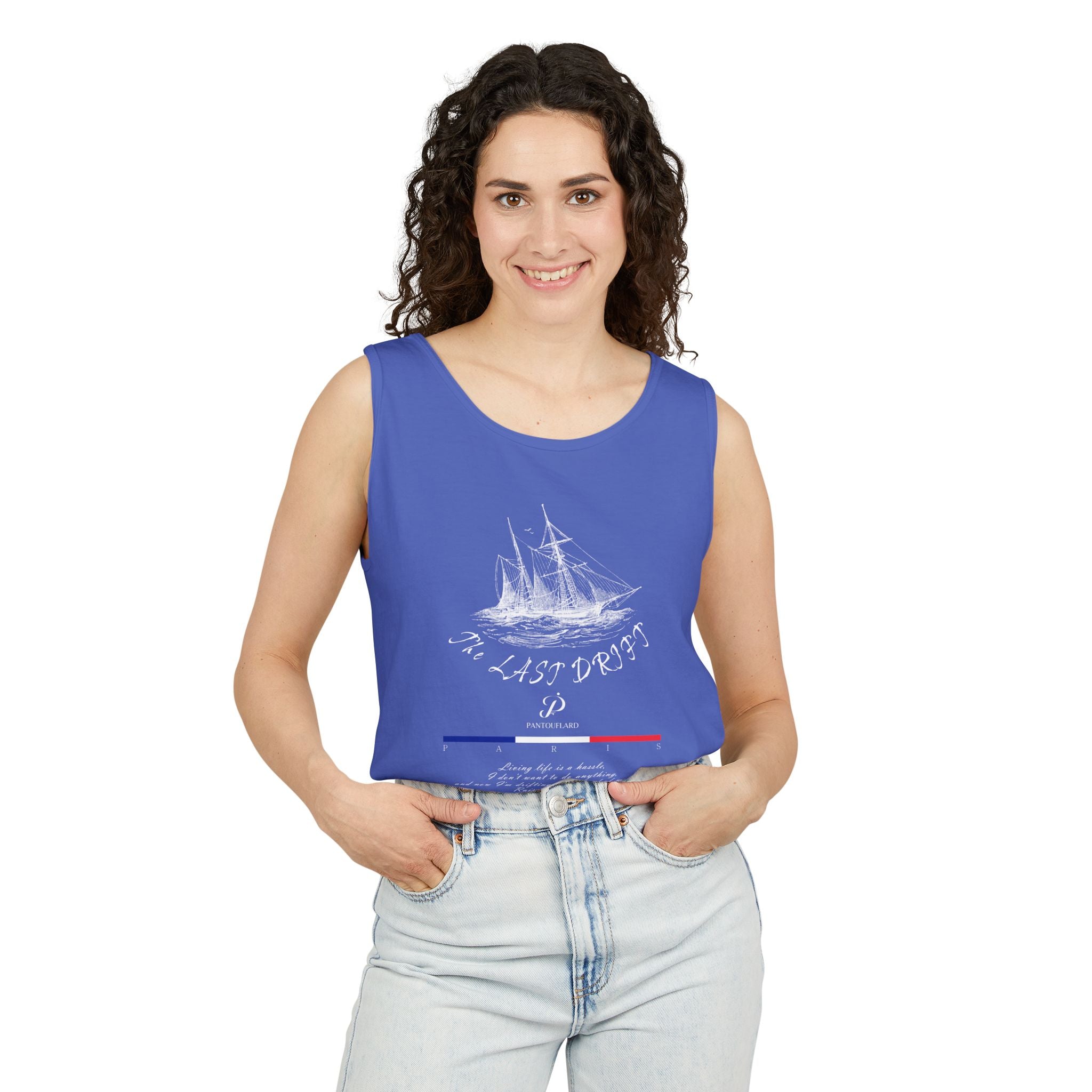 Unisex Black Last Drift Cotton Garment-Dyed Tank Top