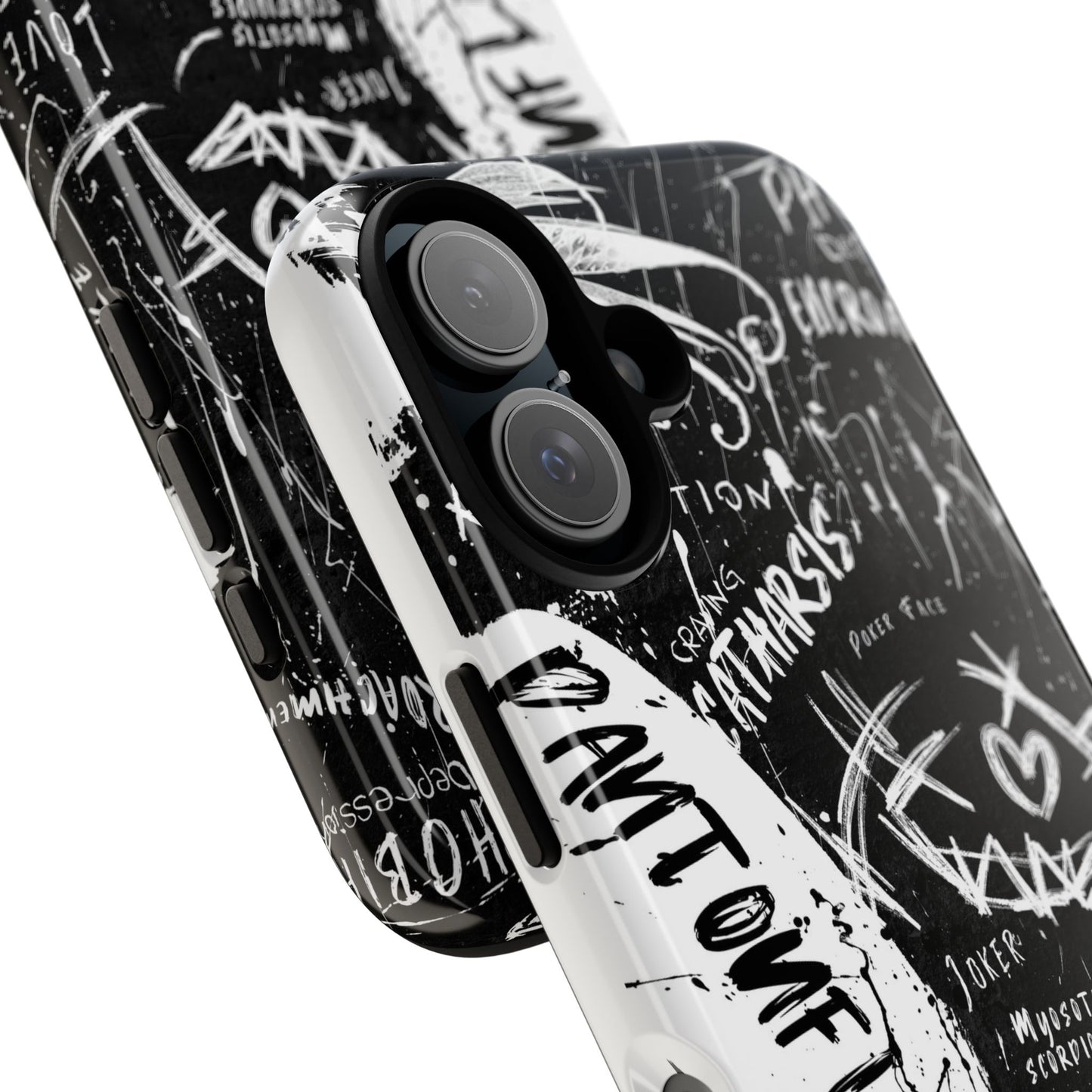 Fundas resistentes: funda atrevida para iPhone, Galaxy, Google Pixel, diseño de grafiti negro, estética urbana, regalo para amantes del arte, accesorios de teléfono modernos, estilo callejero