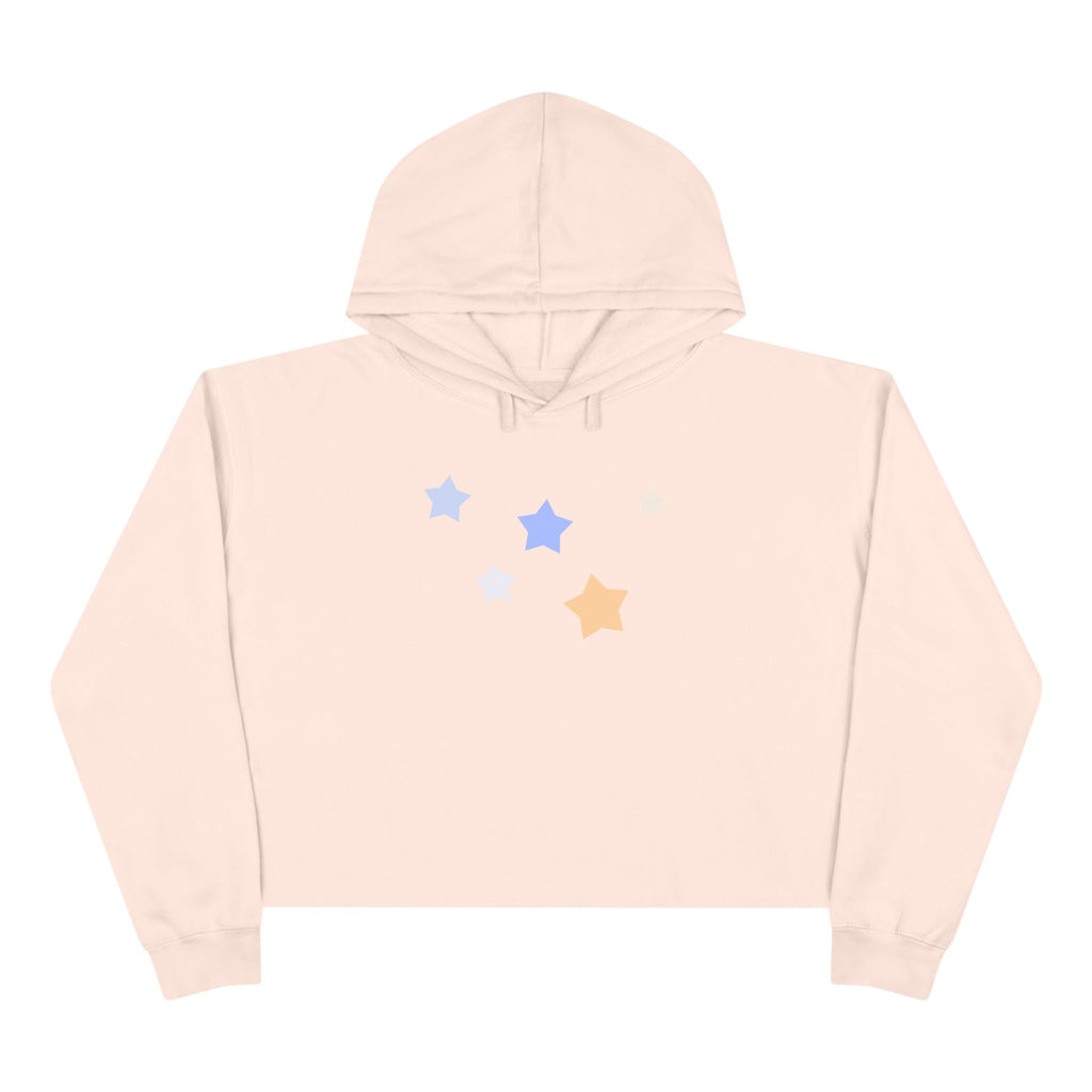 Women's Cassiopeia Constellation Graphic Fleece Crop Hoodie - W-Shape Raw Hem Pullover