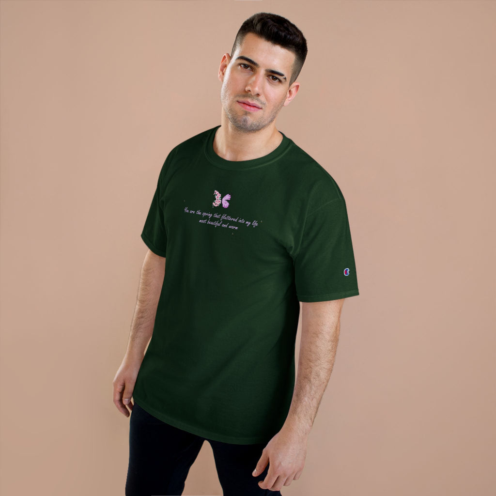 Unisex White Floral Butterfly Spring Quote 100% Cotton Champion T-Shirt