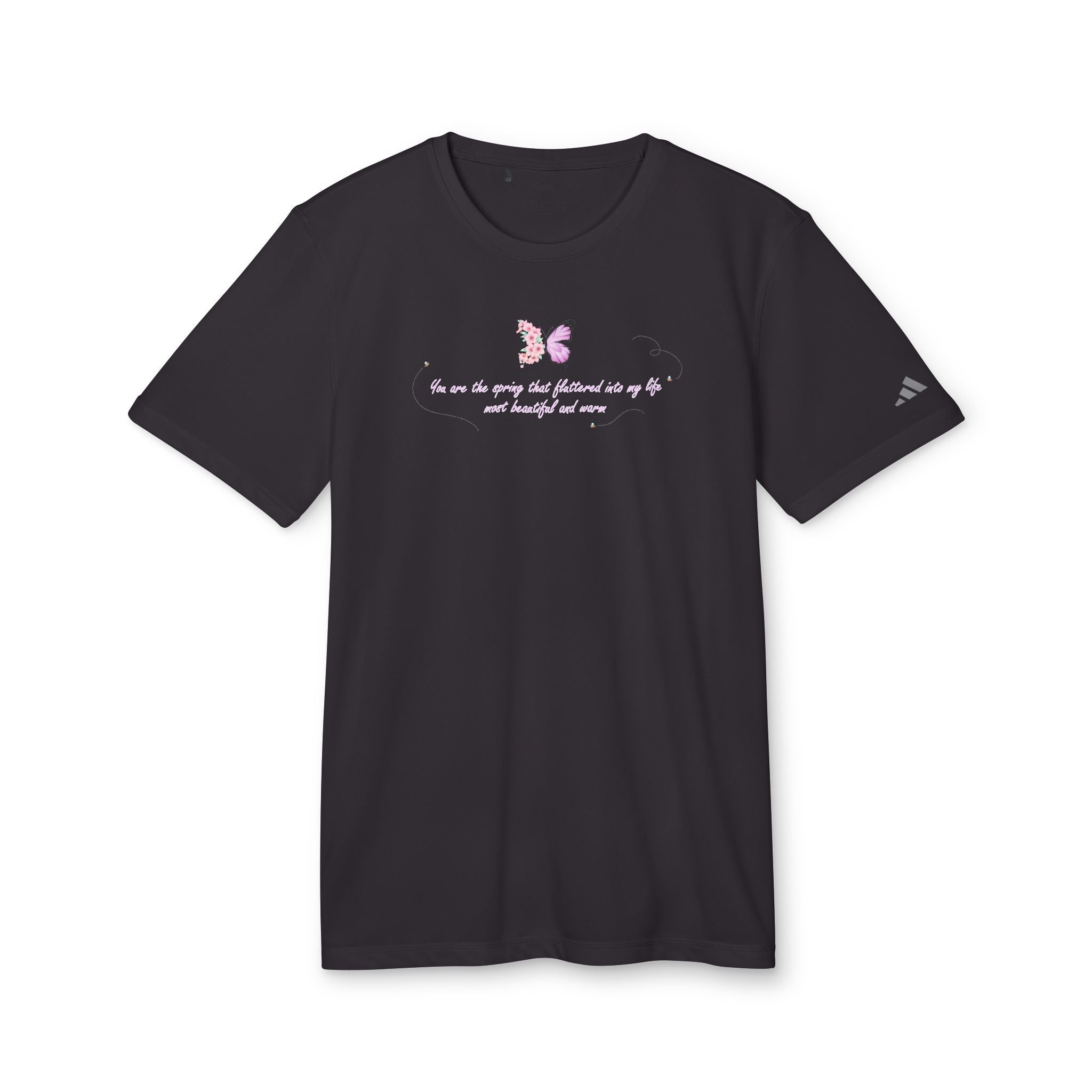 Unisex White Floral Butterfly Spring Quote 100% Recycled Polyester Adidas Sport T-Shirt