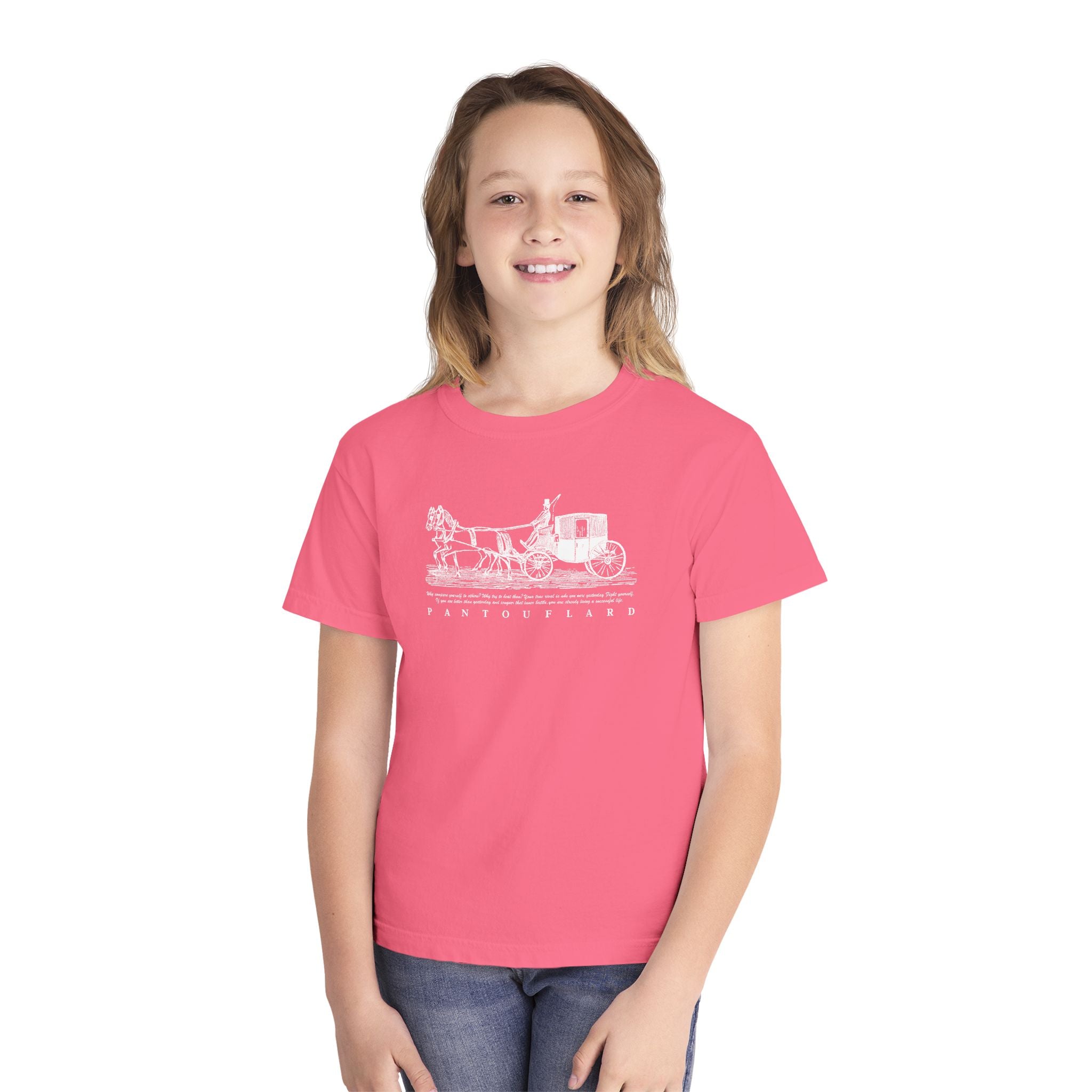 Old Money Equestrian Youth Tee - The Timeless Carriage II (Comfort Colors 9018 Heritage Kids Shirt)