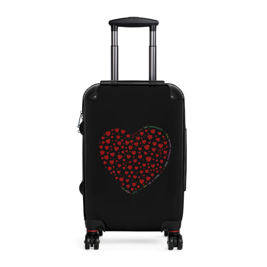 Red Heart Design Suitcase, Travel Luggage