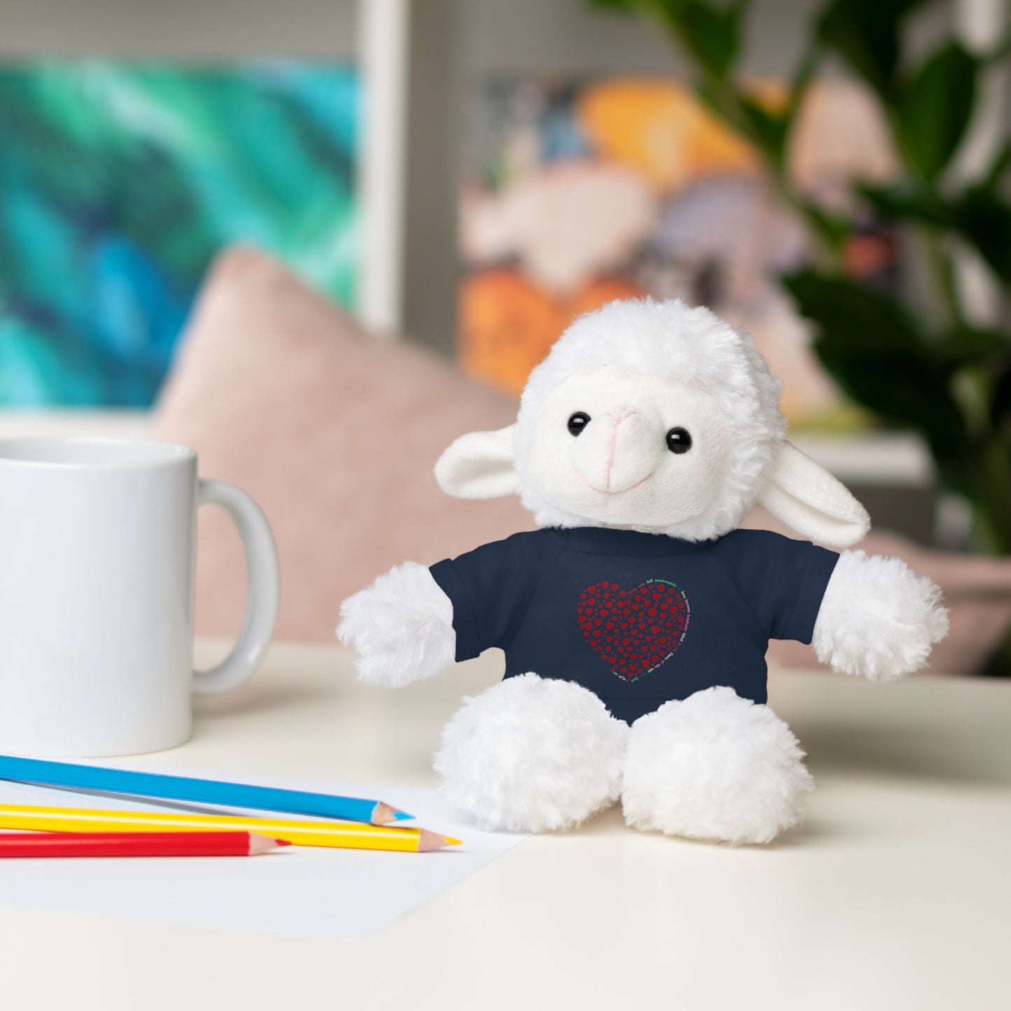Personalized Stuffed Animal with Red Heart T-Shirt
