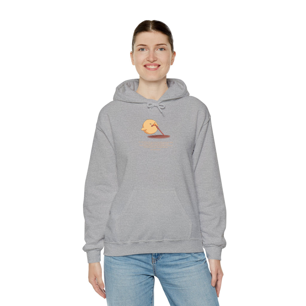 Kitsch Kawaii Chick & Worm Graphic Hoodie - The Quiet Victory (Aesthetic Streetwear Fleece)