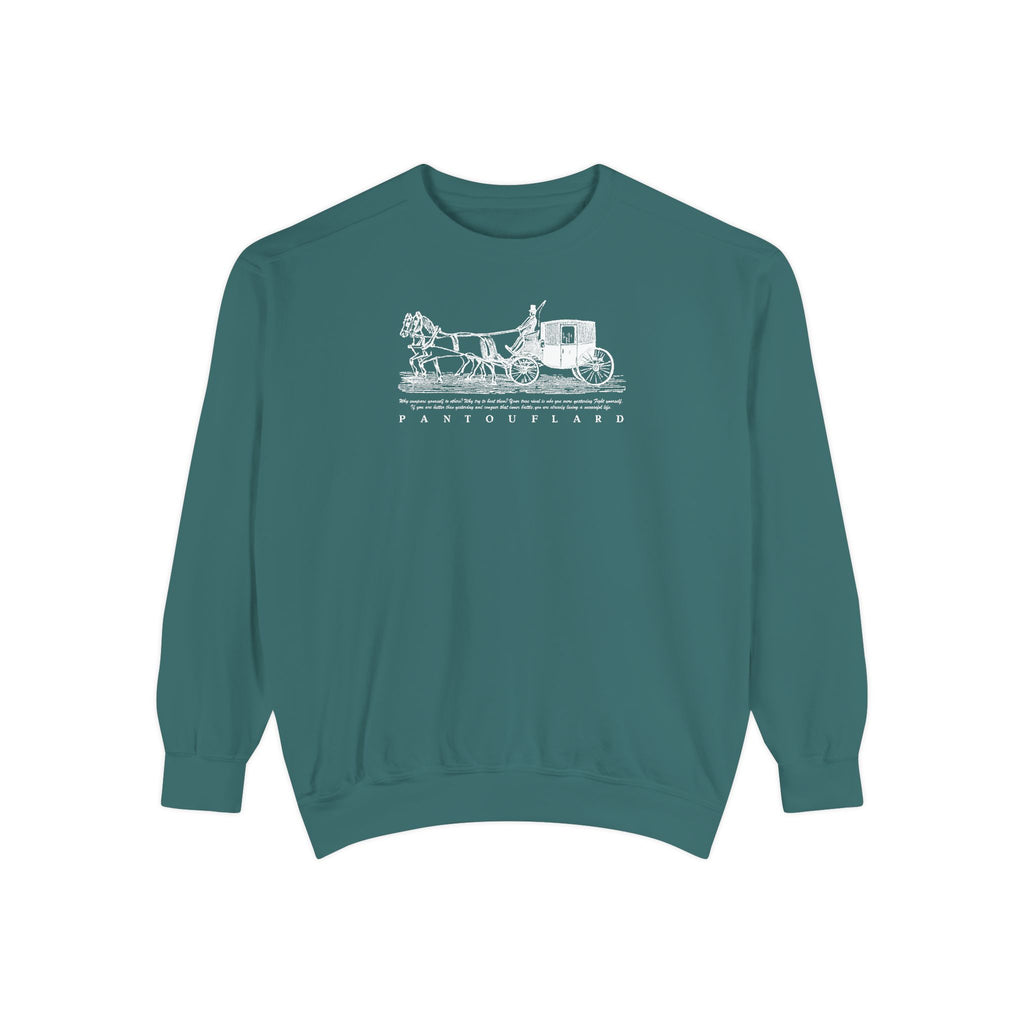 Unisex Navy Vintage Carriage Graphic Cotton Blend Sweatshirt