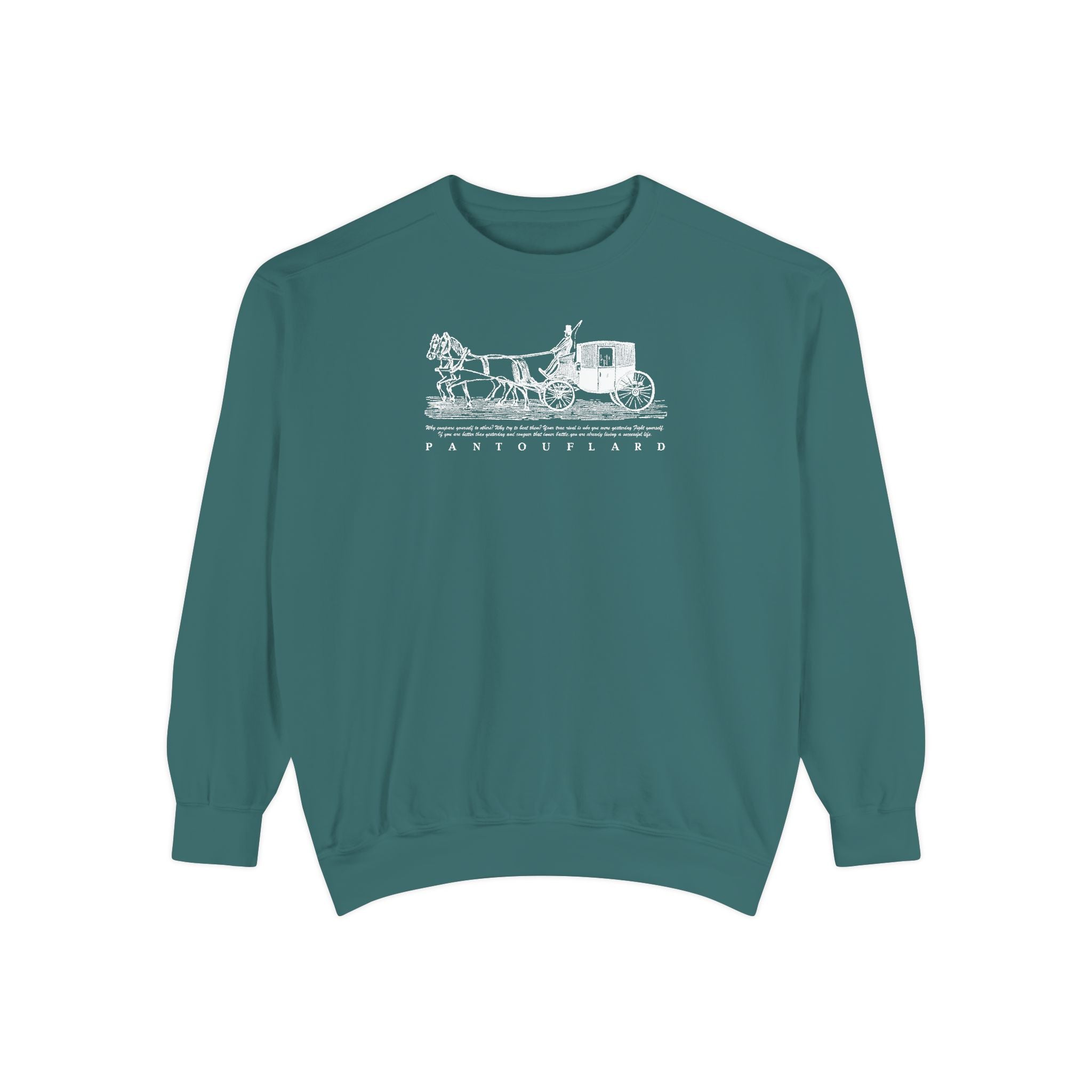 Unisex Navy Vintage Carriage Graphic Cotton Blend Sweatshirt