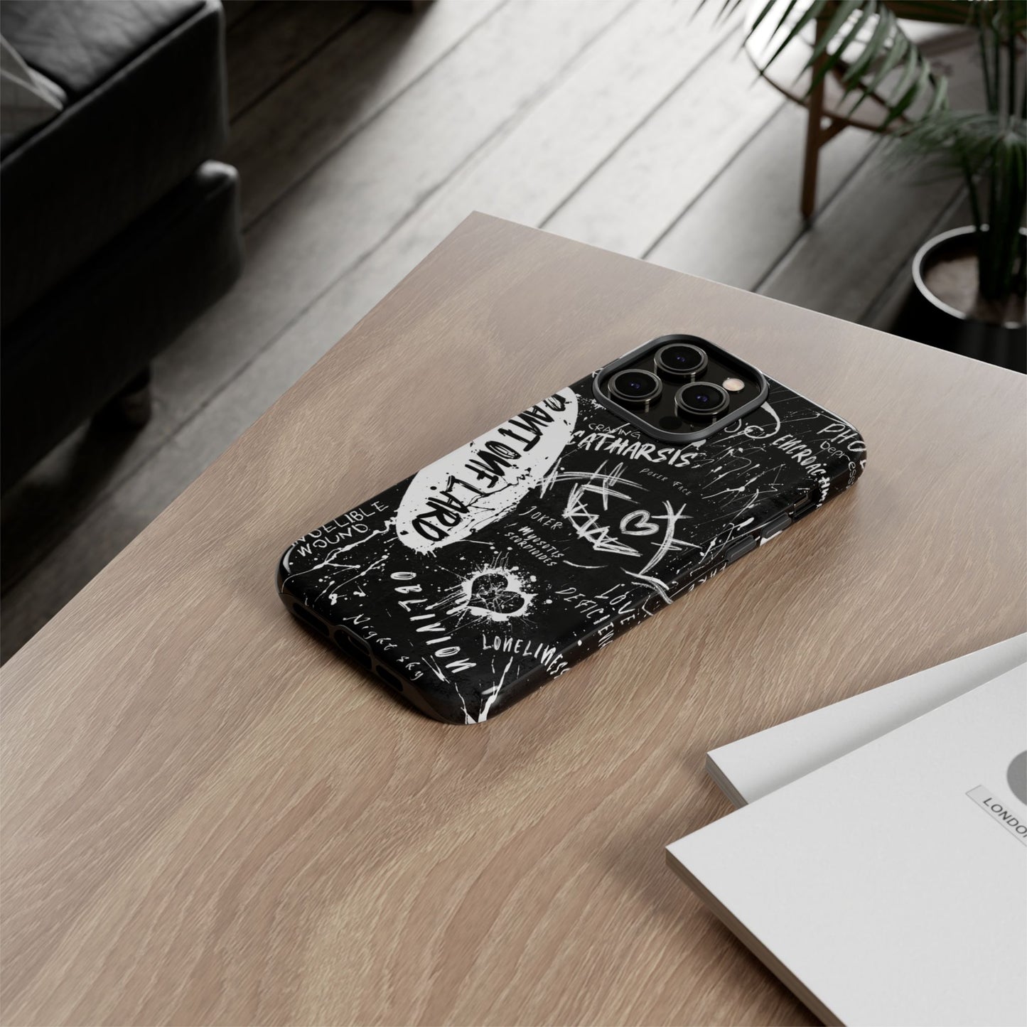 Fundas resistentes: funda atrevida para iPhone, Galaxy, Google Pixel, diseño de grafiti negro, estética urbana, regalo para amantes del arte, accesorios de teléfono modernos, estilo callejero