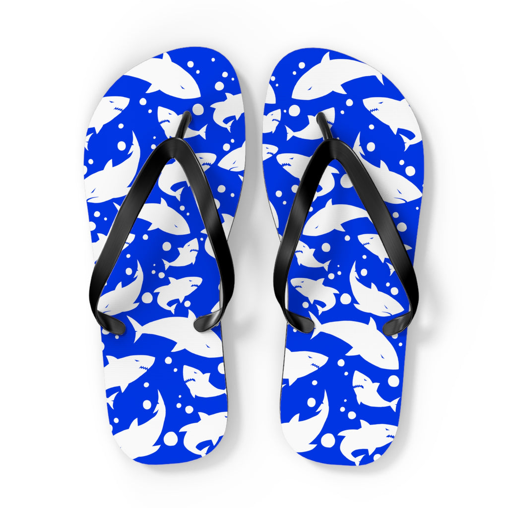 Unisex Royal Blue Shark Silhouette Pattern EVA Polyester Flip Flops