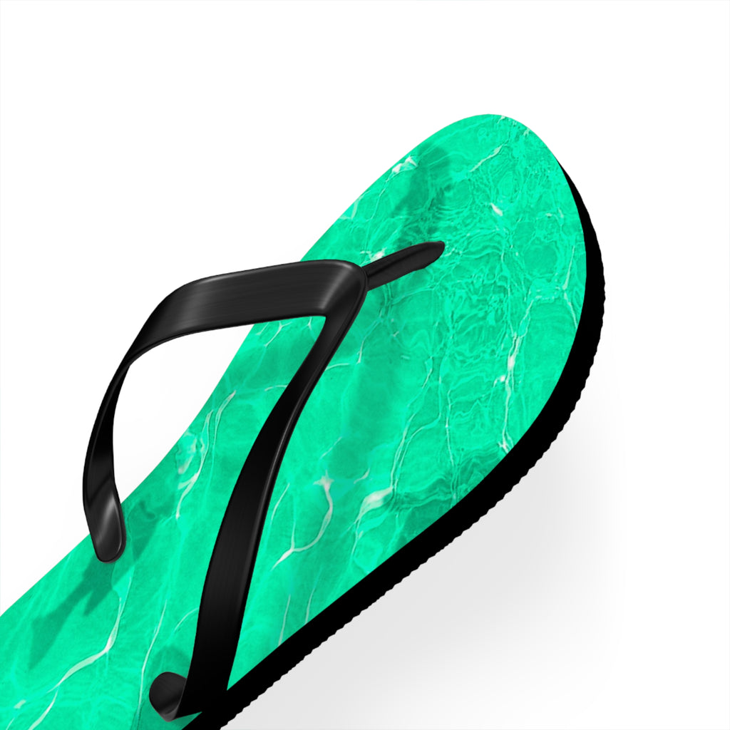 Men's/Women's Vibrant Green Pool Water Flip Flops - Vaporwave Thong Sandals