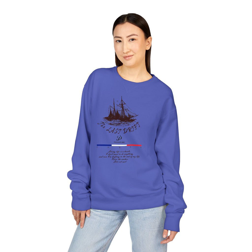 Old Money Nautical Heritage Crewneck - The Last Drift I (Paris Aesthetic Garment-Dyed Sweatshirt)